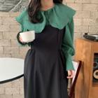 Large Lapel Single-breasted Shirt / Plain Elastic-waist Tank Dress ( Various Design )