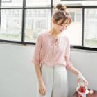 Lace Trimming 3/4 Sleeve Shirt