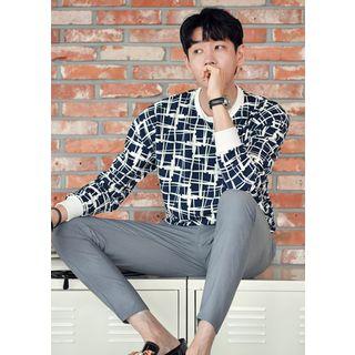 Patterned Textured Sweatshirt