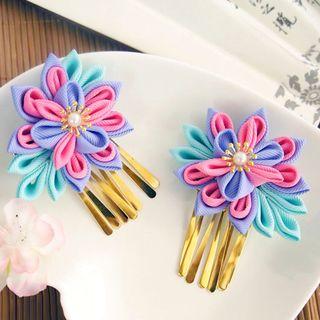 Fabric Floral Tassel Hair Clip