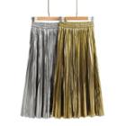 Glitter Midi A-line Pleated Skirt