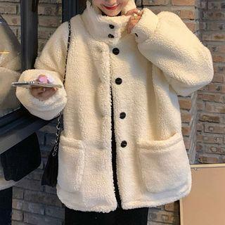 Buttoned Fleece Jacket As Shown In Figure - One Size
