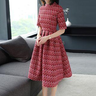 Geometric Pattern Short-sleeve A-line Dress