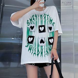Heart Print Oversized T-shirt