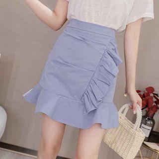 High-waist Ruffle Trim Slim Fit Mermaid Skirt