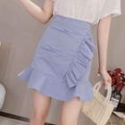 High-waist Ruffle Trim Slim Fit Mermaid Skirt