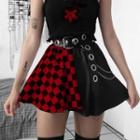 Checkerboard Panel A-line Mini Skirt