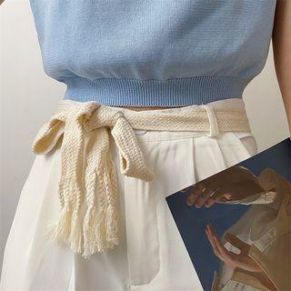 Fringed Tied Belt Almond - One Size