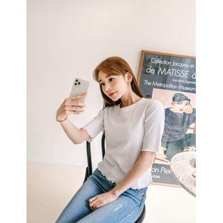 Plus Size Lettuce-edge Ribbed Top