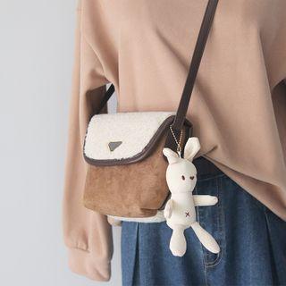 Rabbit Charm Faux Leather Crossbody Bag