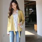 Drop-shoulder Slit-trim Cardigan