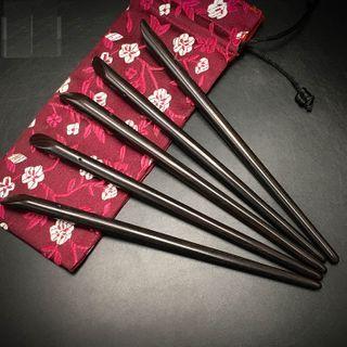 Wooden Hair Stick Dark Brown - One Size