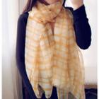 Plaid Lightweight Scarf Yellow - One Size