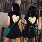 Short-sleeve Heart Cutout Knit Top