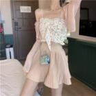 Floral Print Camisole Top / Mini Skirt / Cardigan