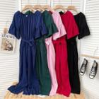 Plain Off Shoulder Wide Leg Jumpsuit