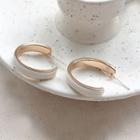 Glaze Open Hoop Earring 1 Pair - Gold & White - One Size