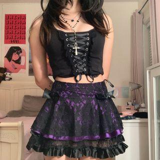 Lace Layered A-line Miniskirt