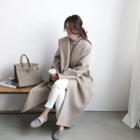 Wide-lapel Hand Made Wool Blend Wrap Coat