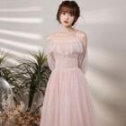 A-line Mesh Bridesmaid Dress (various Designs) 611 - Type B - Midi - Pink - L