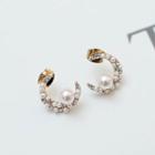 Faux-pearl Crescent Earrings Gold - One Size