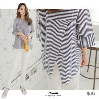 Striped Surplice-back Paneled Top