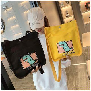 Printed Canvas Crossbody Tote Bag