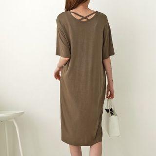 Plain Cross-strap T-shirt Dress