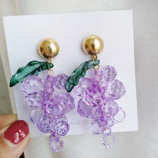 Grape Dangle Earring 1 Pair - S925 Silver Needle - Stud Earrings - One Size