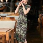 Traditional Chinese Cap-sleeve Print Dress