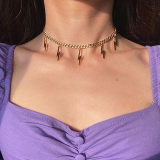 Alloy Lightning Pendant Choker Gold - One Size