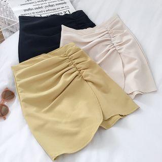 Asymmetric Ruched Mini Pencil Skirt