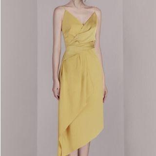 Irregular Hem Spaghetti Strap Midi A-line Dress