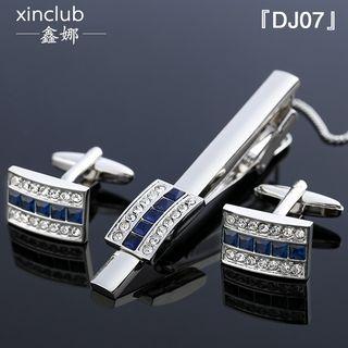 Set: Neck Tie Clip + Cuff Link Dj07 - One Size