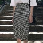 Midi Gingham A-line Skirt