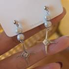 Star Rhinestone Faux Pearl Alloy Dangle Earring 1 Pair - Gold - One Size