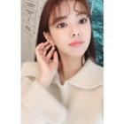 Wide-collar Fluffy Sweater Beige - One Size