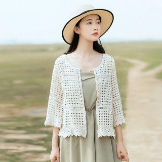 Perforated Open-front Jacket
