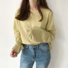 Plain Round-neck Long-sleeve T-shirt