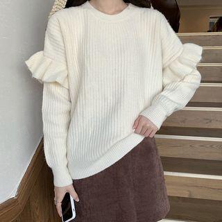 Ruffled Ribbed Sweater