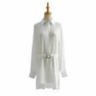 Belted Linen Shirt White - One Size