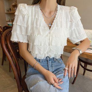 V-neck Ruffle Tier Blouse