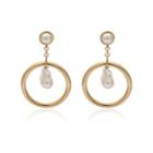 Faux Pearl Alloy Hoop Dangle Earring 1 Pair - 1634 - Gold - One Size