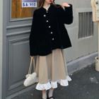 Velvet Button Blazer / Midi A-line Skirt