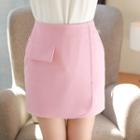Wrap-front Flap Miniskirt Pink - One Size