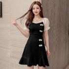 Puff-sleeve A-line Qipao Dress
