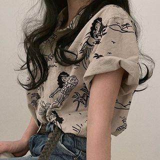 Printed Short-sleeve Shirt As Shown As Figure - One Size