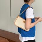 Contrast Trim Shoulder Bag As Shown In Figure - One Size