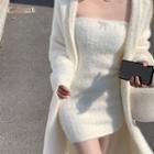 Strapless Knit Mini Bodycon Dress Dress - White - One Size