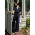 Sailor-collar Stitched Jumpsuit